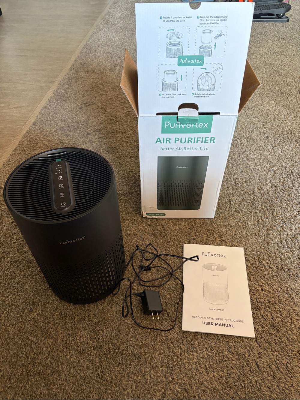 Black Air Purifier - Compact Home Air Cleaner